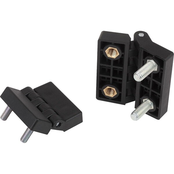 Hinge W. Bush, W. Fastening Screw 48X48, Thermoplastic Black, A1=15, A2=15, A3=24, A4=24